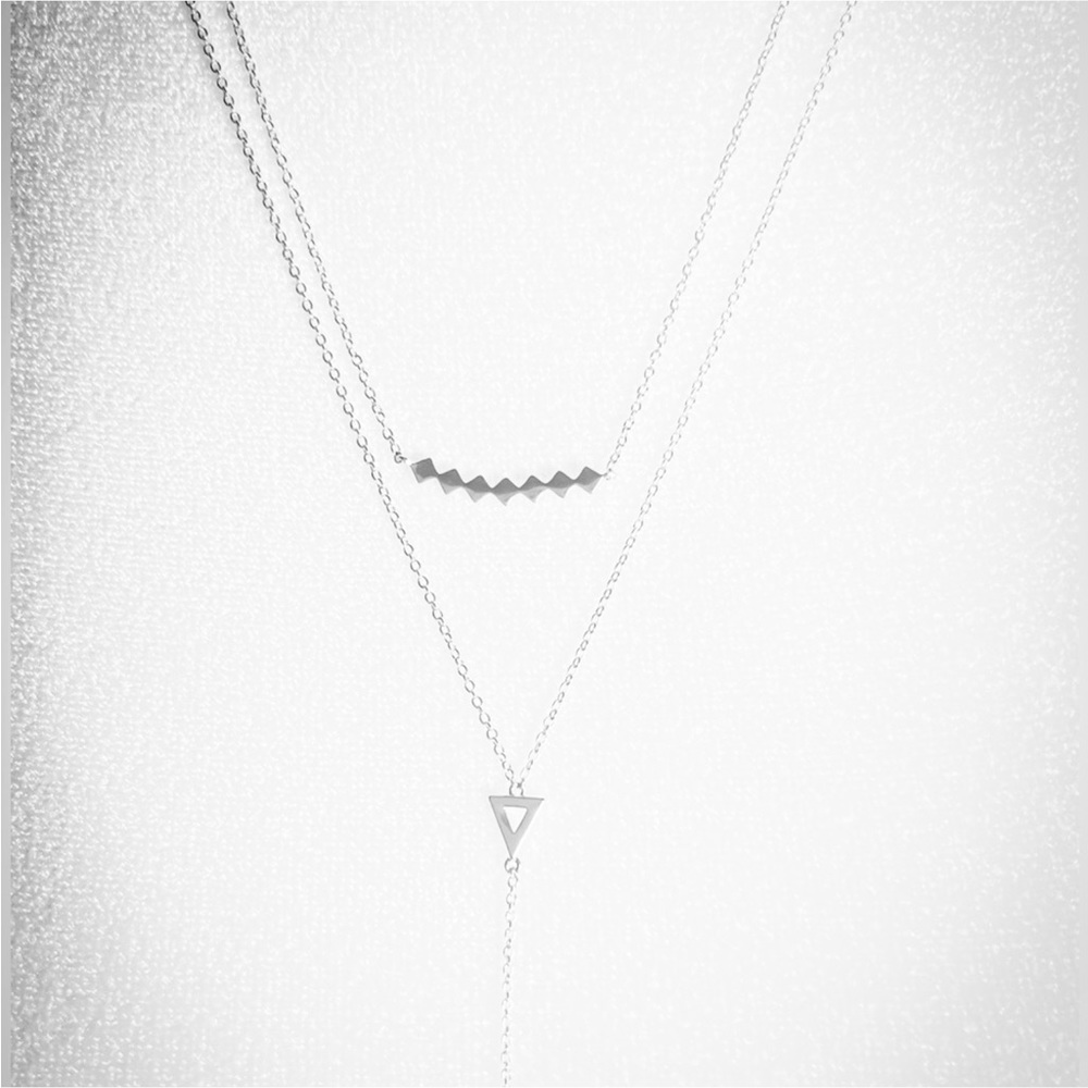 Gorjana Women's Double Strand Pendant Necklace Silver Tone Chain Lobster Closure - Picture 2 of 5